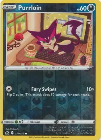 Crown Zenith Purrloin #77/159 reverse holo